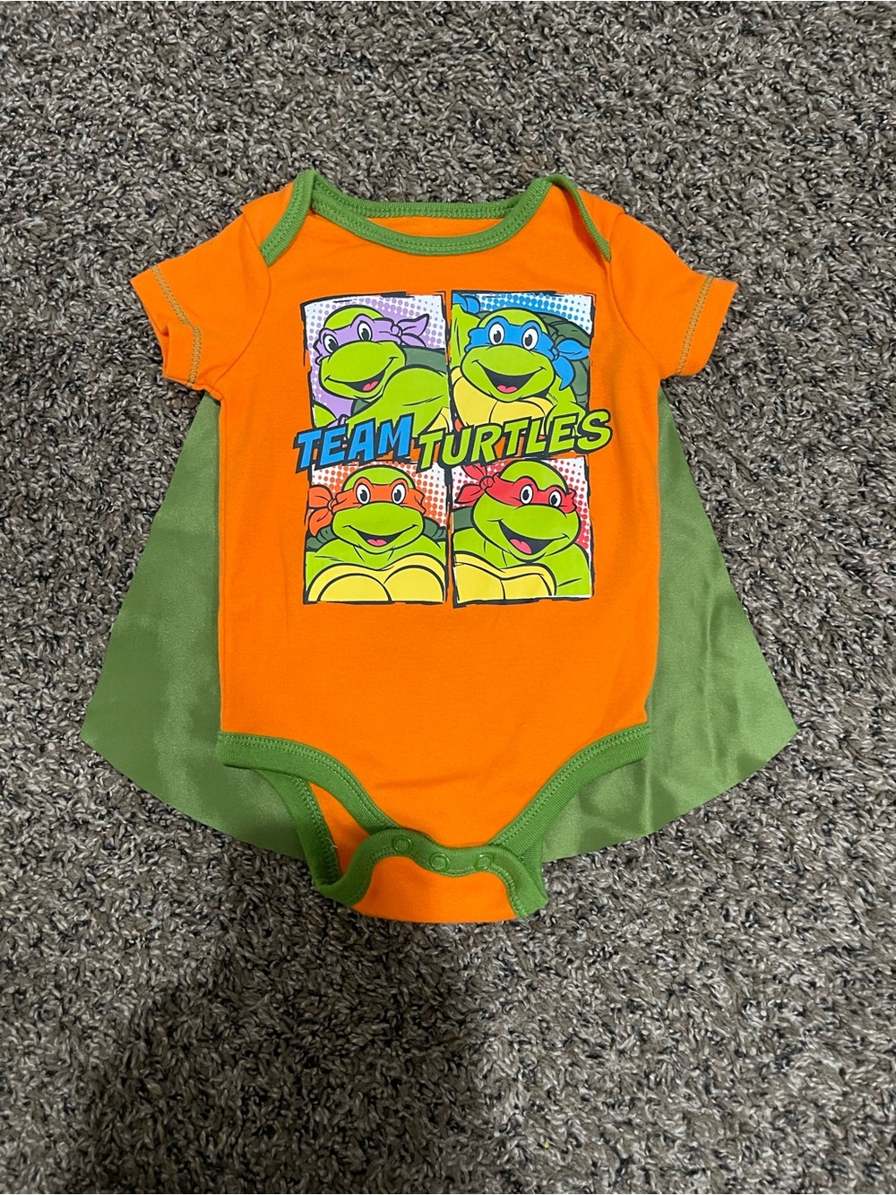 Nickelodeon Orange and Green Team Turtles Baby One-Piece with Cape